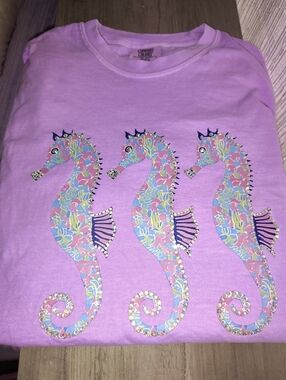 Rhinestone Neon Seahorse Graphic Tee